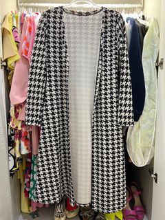 Houndstooth long cardigan