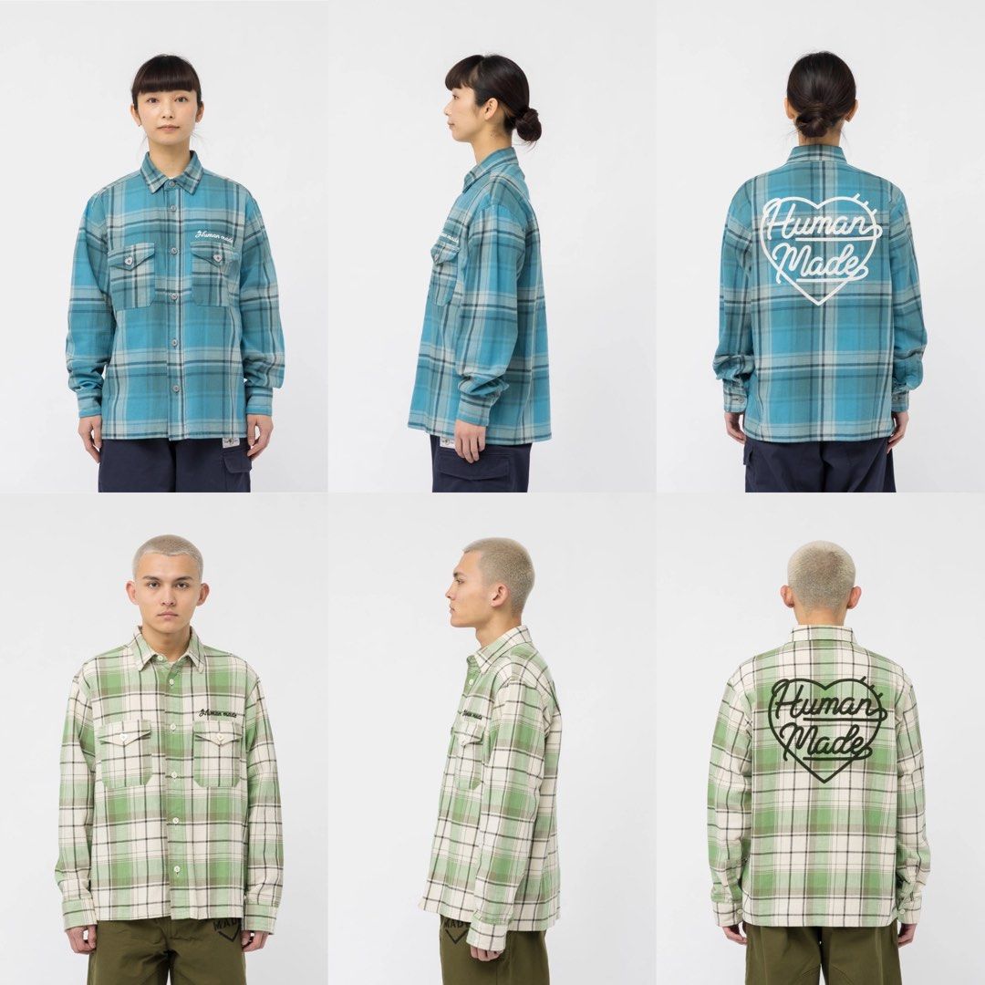 レオパードフラワーブラック CHECKED OVERSHIRT HUMAN MADE ＭGREEN