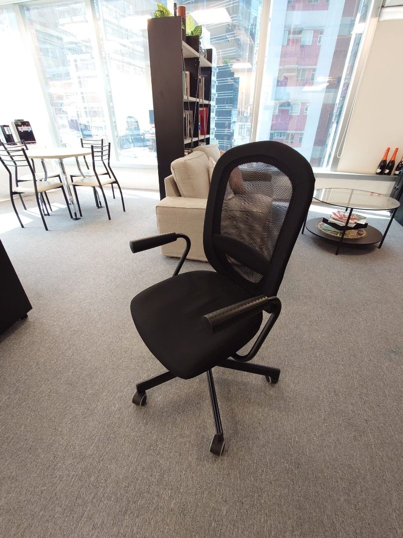 FLINTAN office chair with armrests, black - IKEA