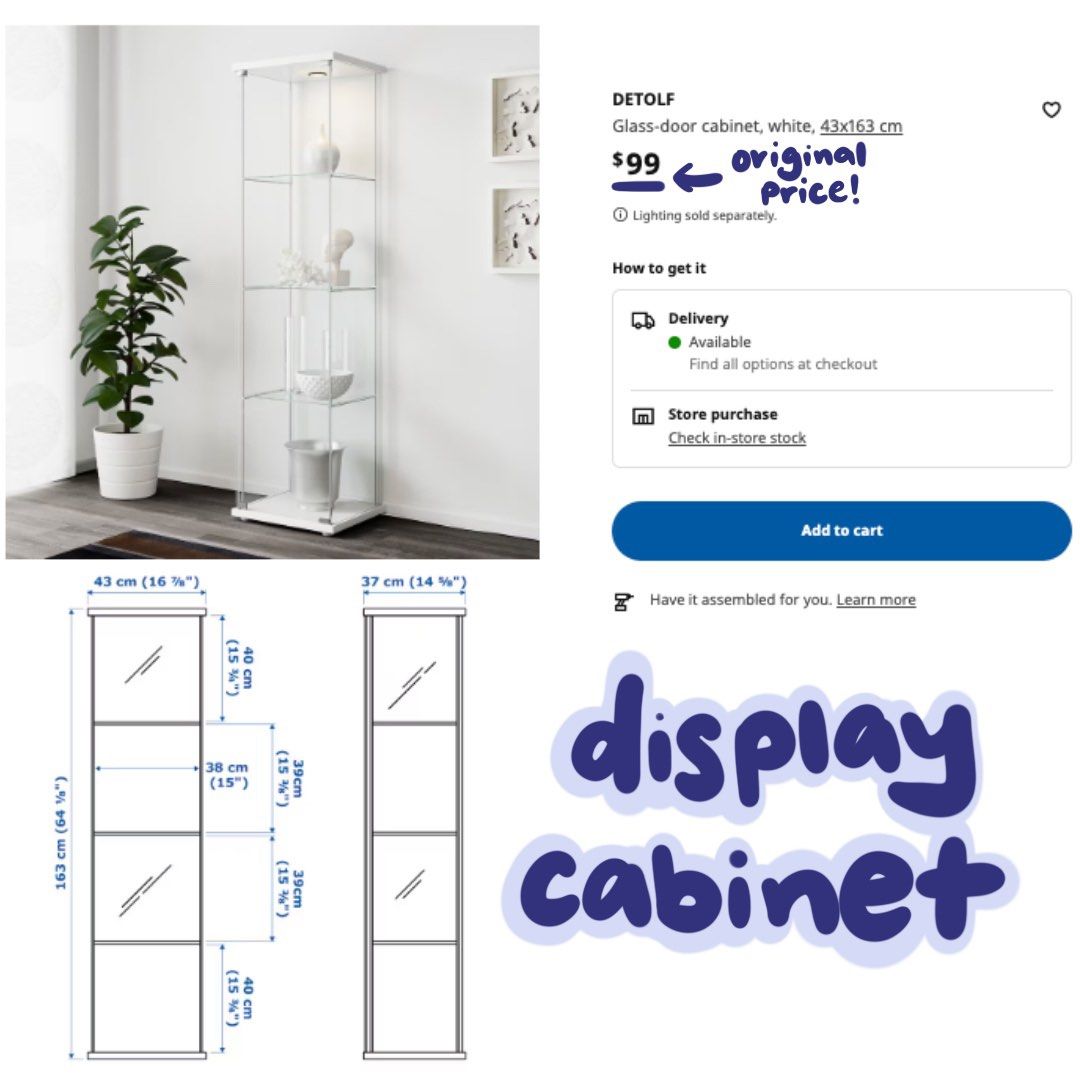 Ikea DETOLF Display Case, Furniture & Home Living, Furniture, Shelves