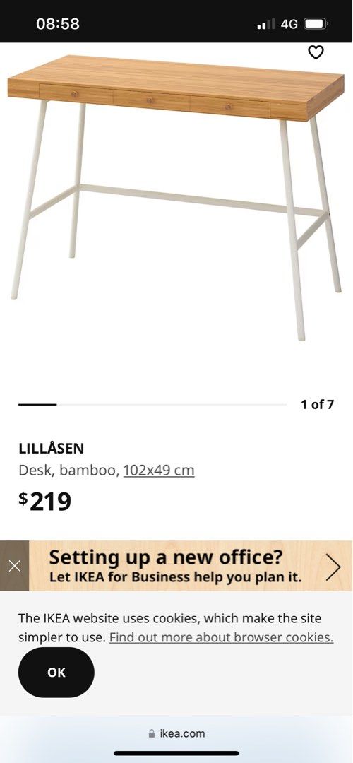 IKEA minimalist study desk, Furniture & Home Living, Furniture, Tables