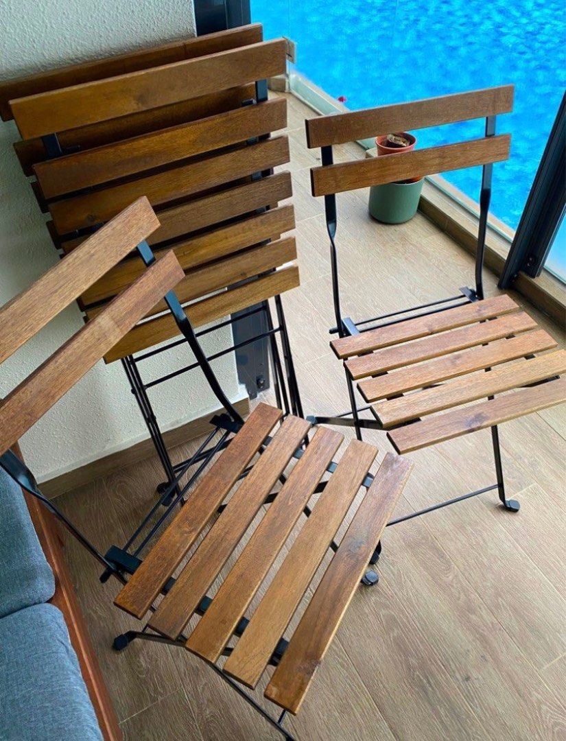 Ikea outdoor foldable chair (4 for 110), Furniture & Home Living