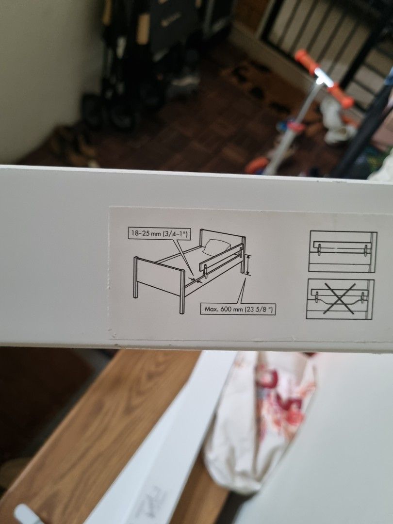 Ikea VIKARE Guard rail for bed, white, Babies & Kids, Baby Nursery