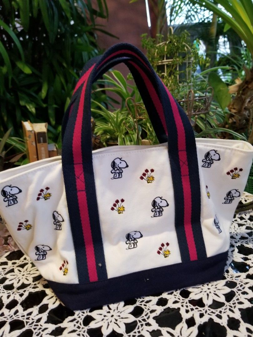 Japan Vintage Snoopy Canvas Rootote Embroidery tote bag Women s
