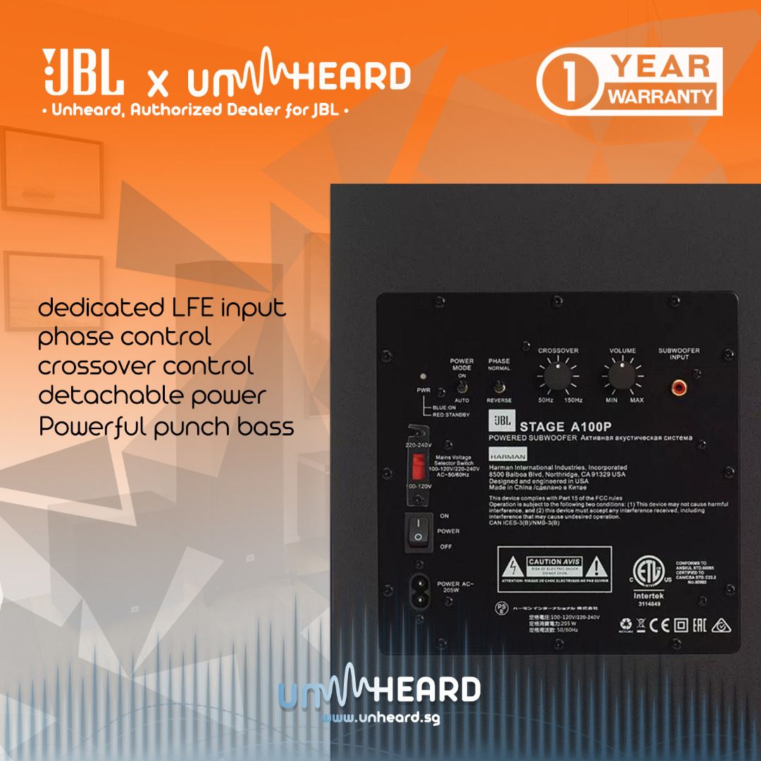 JBL Stage A100P Active Subwoofer 300 watt Home Theatre Subwoofer 10 inch subwoofer JBL Stage