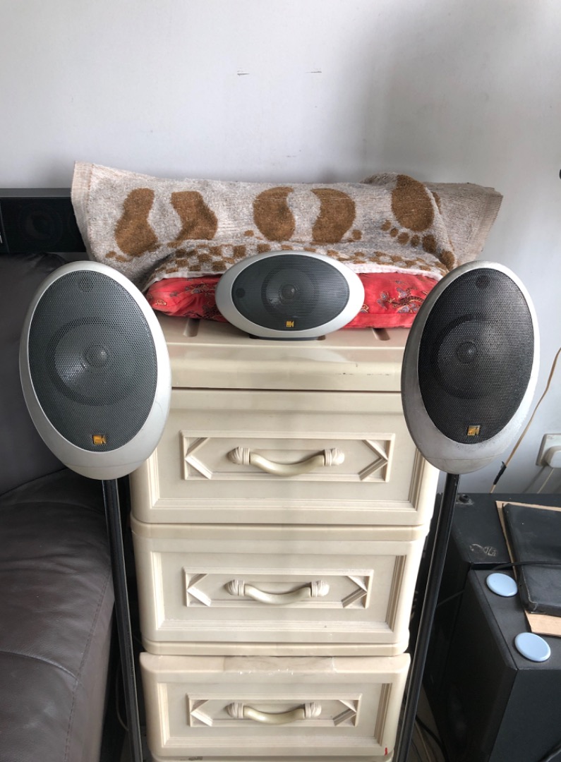KEF Egg Satellite Speakers With Floor Stands, Audio, Soundbars