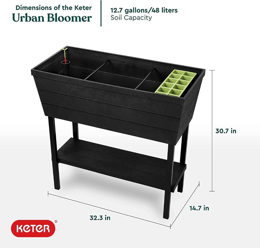 Keter Urban Bloomer 12.7 Gallon Raised Garden Bed with Self Watering