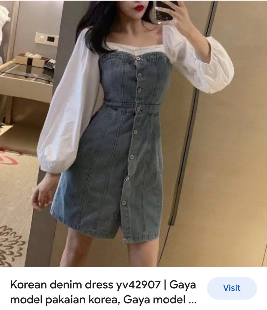 Denim Dress Sleeve Korean.Korean Denim Dress, Women's Fashion, Dresses & Sets, Dresses on Carousell