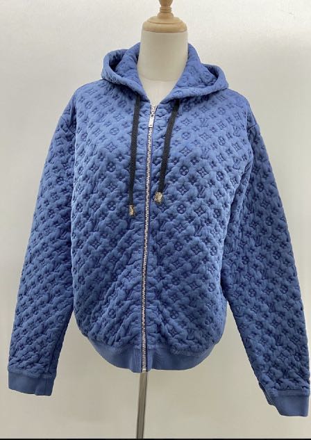 LOUIS VUITTON Damier pattern hoodie jersey zip-up jacket Color Black from  japan