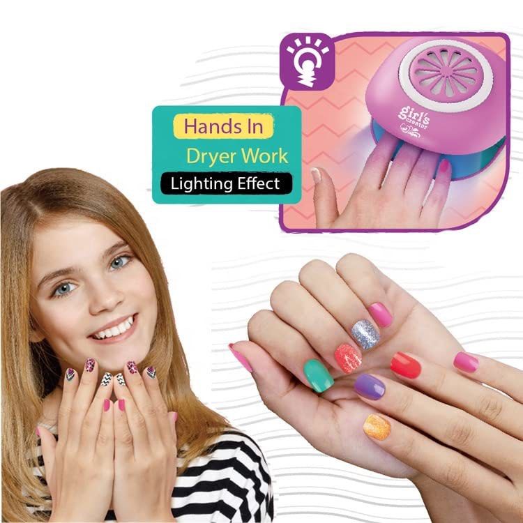 Manicure Set (Category: Kids Toys) located in Singapore. Submitted by mum101 (Listing ID 1214200529, Image 4). Description: Features & details ✿ COMPLETE NAIL KIT: Everything you need to create glitter nail art right at your fingertips. With plenty of sparkle, this kit includes: 1 Nail dryer,1 Storage desk,3 Nail polish,2 Boxes of glitter powder,1 White crayon,1nail file,2 Toe separators,1 Sticky nail gems. It makes a great gift ✿ EASY CLEAN-UP: 
