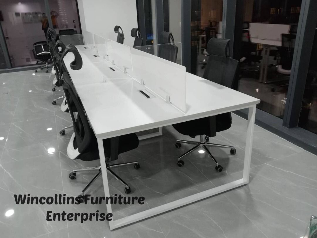 MODULAR WORKSTATION TABLE WITH ACRYLIC SCREEN PANEL, Furniture & Home ...
