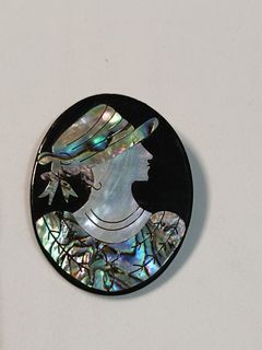 Mother of pearl inlay brooch ,japan
