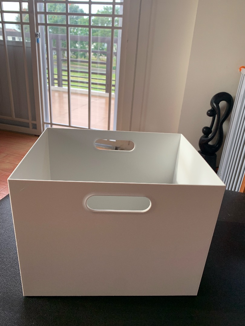 Muji PP File Box in White Gray 25CM, Furniture & Home Living, Home ...