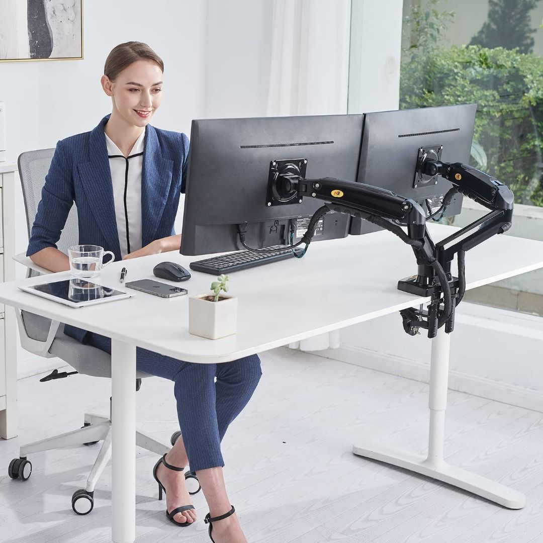 NB North Bayou Dual Monitor Desk Mount Stand Full Motion Swivel Computer Monitor  Arm for Two Screens 17-27 Inch with 4.4~19.8lbs Load Capacity for Each  Display F160, Computers  Tech, Parts 