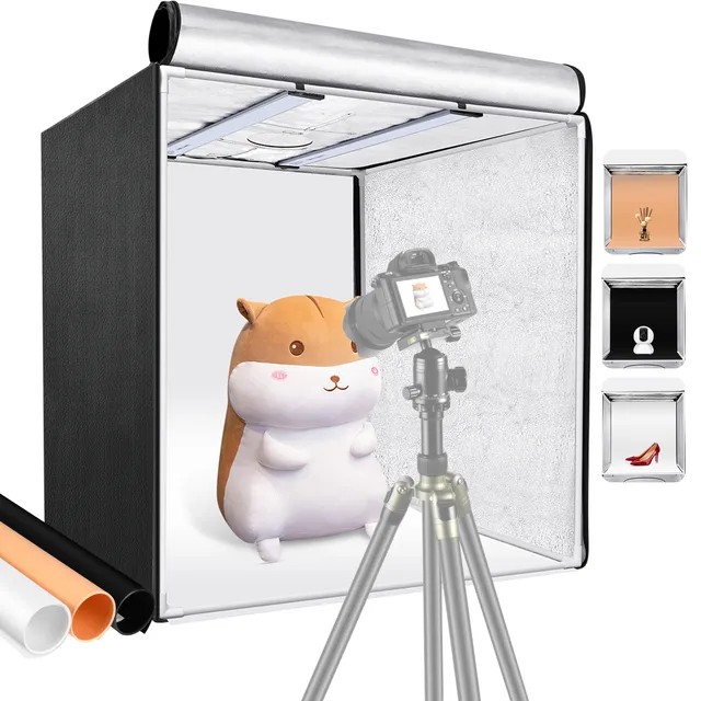 Neewer Photo Studio Light Box, 16 16 Shooting Light Tent with Adjustable  Brightness, Foldable and Portable Tabletop Photography Lighting Kit with 80  LED Lights and 4 Colors Backdrops 