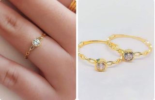 New! 18 Karat Minimalist  G.Ucci Ring with Russian stone 💯% authentic, pawnable! Money back guarantee!