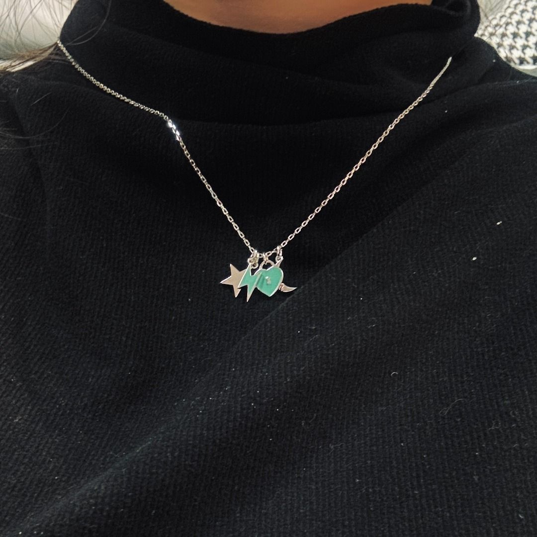 p70 Tiffany new heart brand star lightning crescent moon classic element necklace classic all match S925 sterling silver real shot exquisite