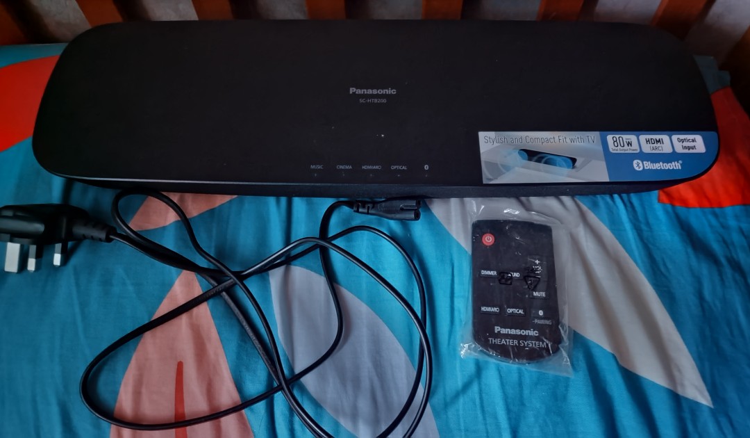 Panasonic SC-HTB200 RMS 音響器材, ARC及光纖輸入, Carousell 支援HDMI Soundbar、揚聲器、藍牙喇叭、耳擴- 80W Soundbar