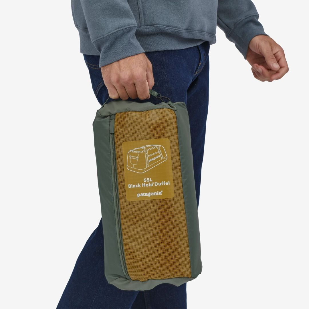 Patagonia Black Hole Duffel Bag 55L, Black with Fitz Trout, BNWT, Men's