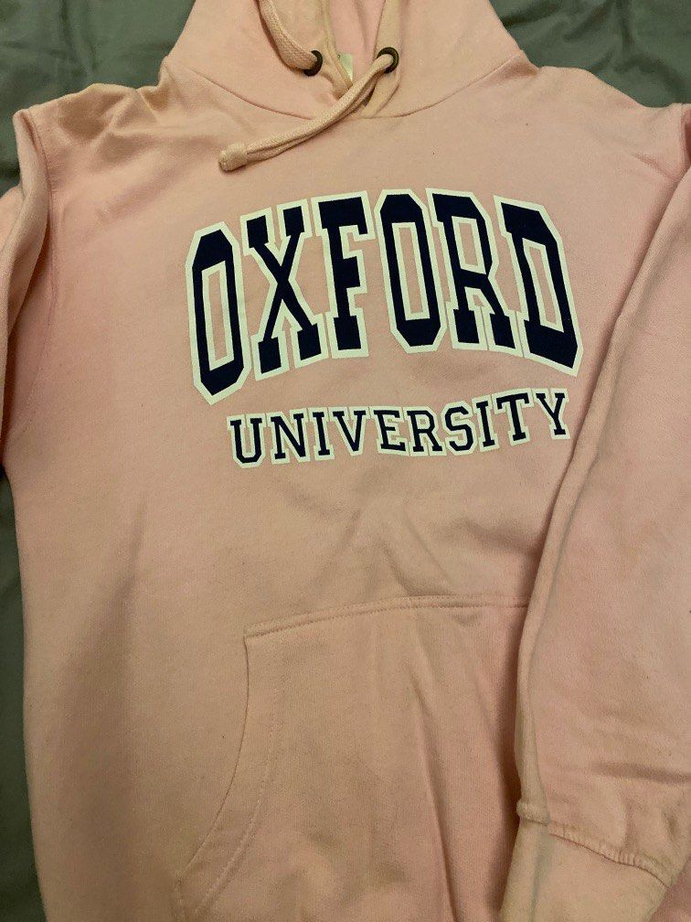 Pink Oversized Vintage Oxford University Hoodie, Women's Fashion