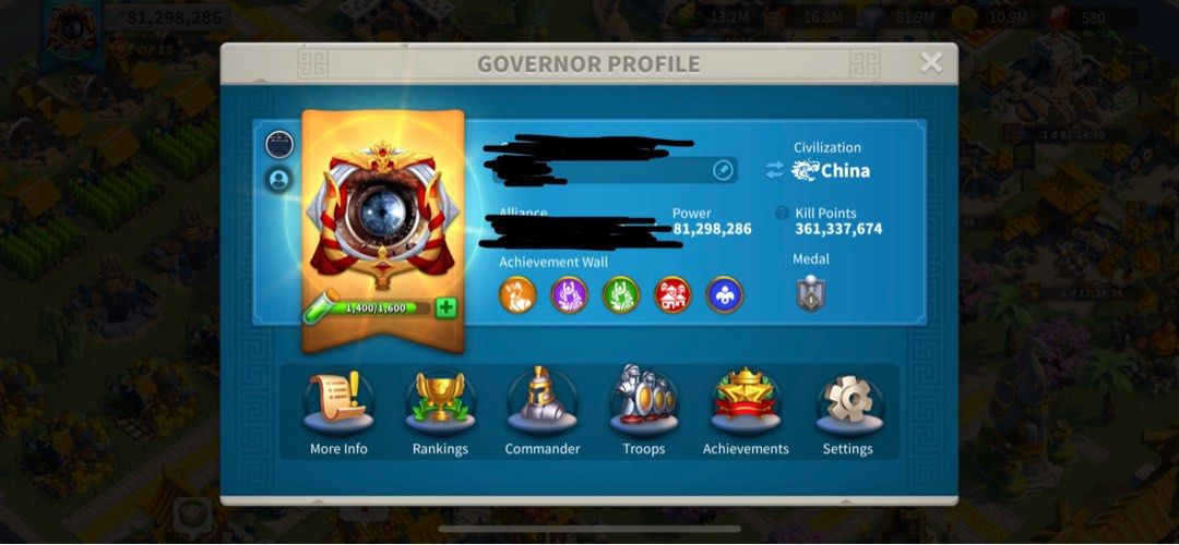 ROK VIP15 Infantry T5 Account, Video Gaming, Video Game Consoles