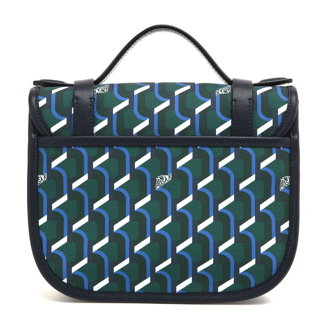 Women's Handbag Rosa.K Titon Monogram Sling Crossbody Bag-OAK BLUE  & ROSE COGNAC