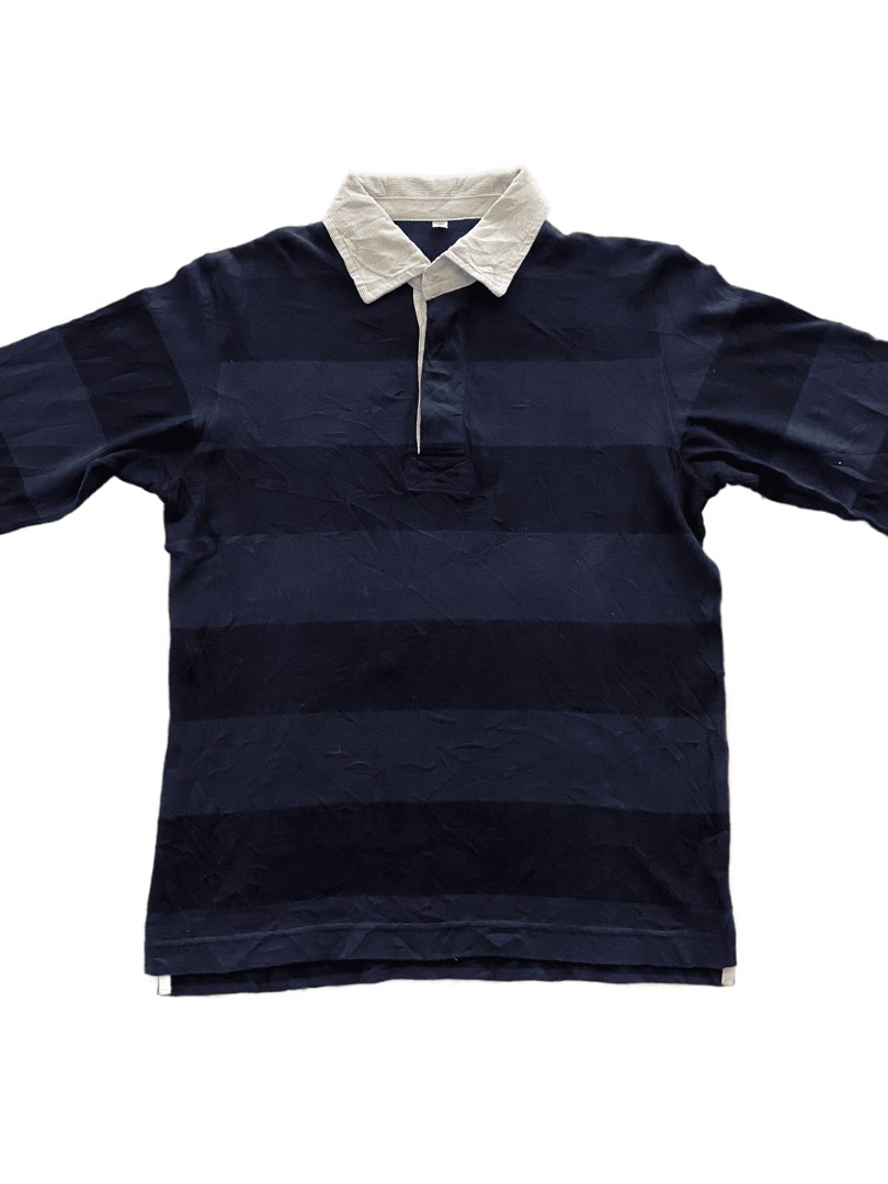 Rugby shirt Uniqlo salur, Fesyen Pria, Pakaian , Atasan di Carousell