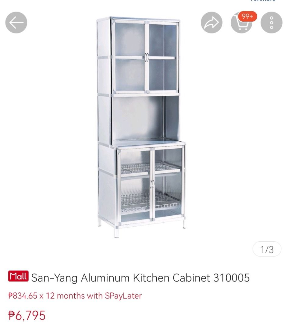 San Yang Aluminum Kitchen Cabinet Furniture Home Living Furniture Shelves Cabinets Racks on Carousell