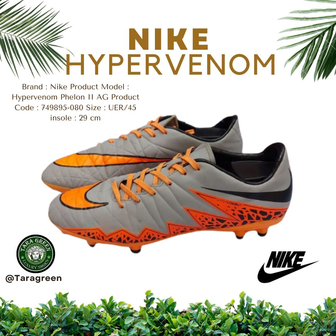 Sepatu Bola Nike Hypervenom 749895-080 Phelon II AG Grey/Orange Size 45,  Fesyen Pria, Sepatu , Sneakers di Carousell
