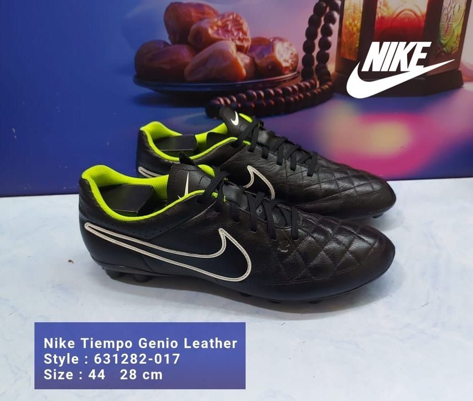 Sepatu Bola Nike Tiempo Genio Leather AG Black Mens 631285 017