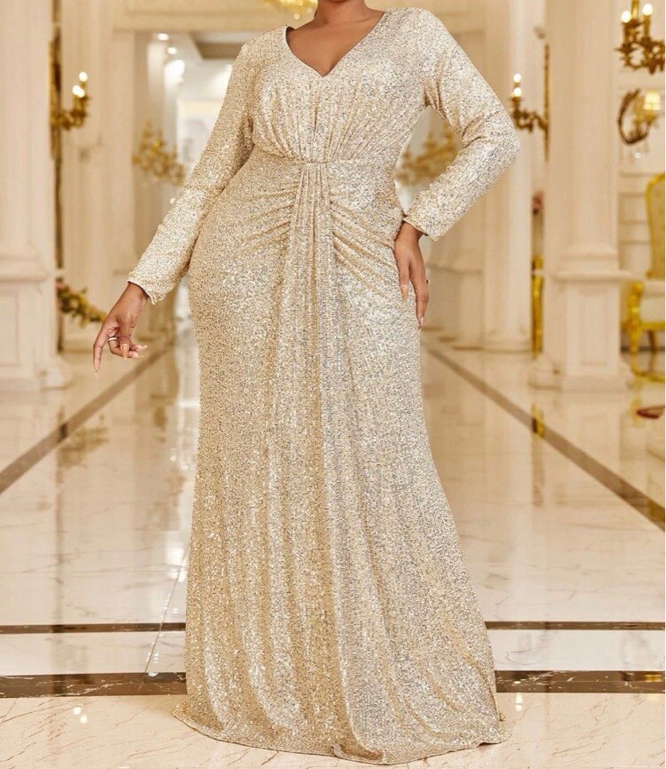 Champagne plus size store gown