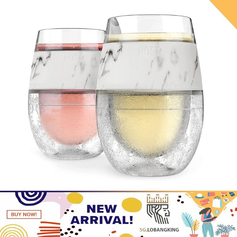 Host Cooling Wine Freeze Cup with Lid, Set of 2 Plastic Double Wall Insulated  Wine Tumbler Freezable Drink Vacuum Cup with Freezing Gel, Wine Glasses for  Red and White Wine, Gift Essentials