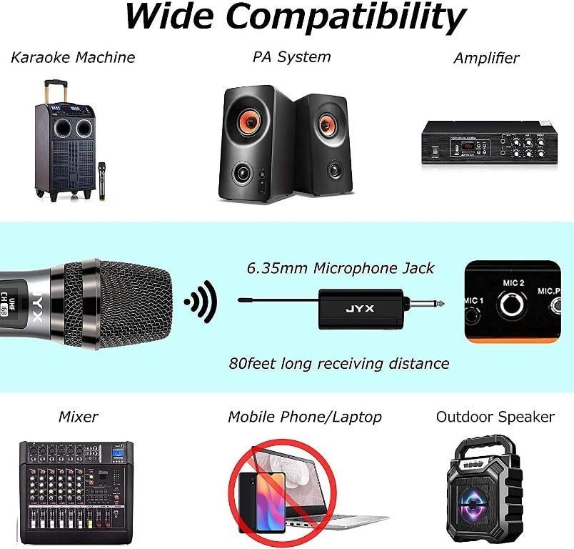 Wireless Microphone,Fifine Handheld Dynamic Microphone Wireless mic System  for Karaoke Nights and House Parties to Have Fun Over The Mixer,PA