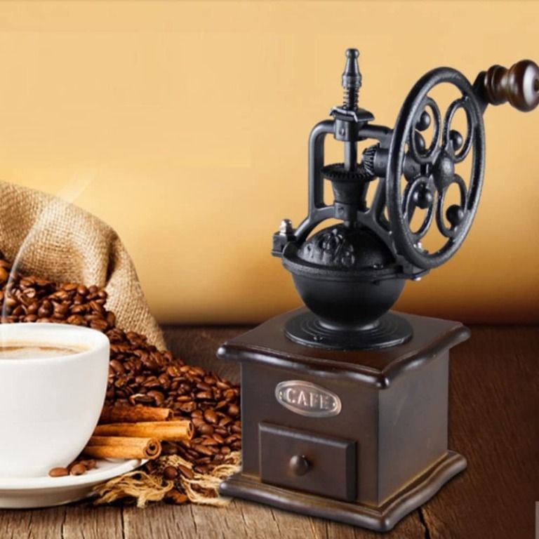 sg stock Manual Coffee Bean Grinder Vintage Style Wooden Hand