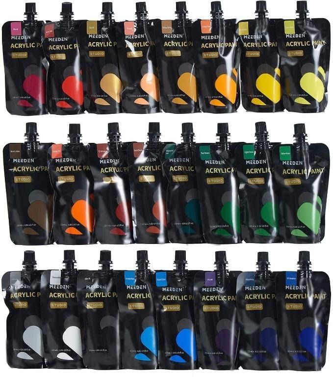 [SG stock] MEEDEN Acrylic Paint Set of 24 Colors/Pouches (120 ml/4.06