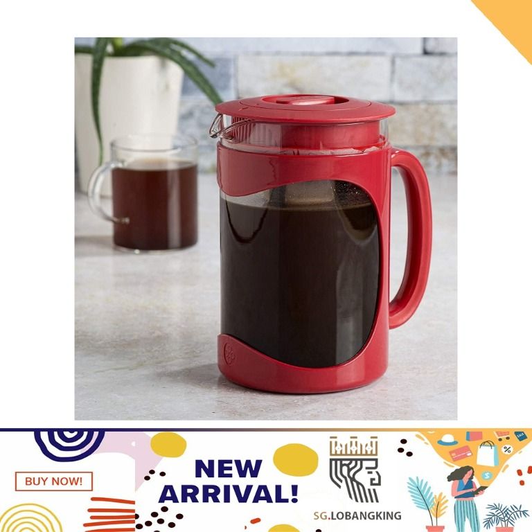 Primula Burke Deluxe Cold Brew Iced Coffee Maker, Comfort Grip Handle,  Durable Glass Carafe, Removable Mesh Filter, Perfect 6 Cup Size, Dishwasher