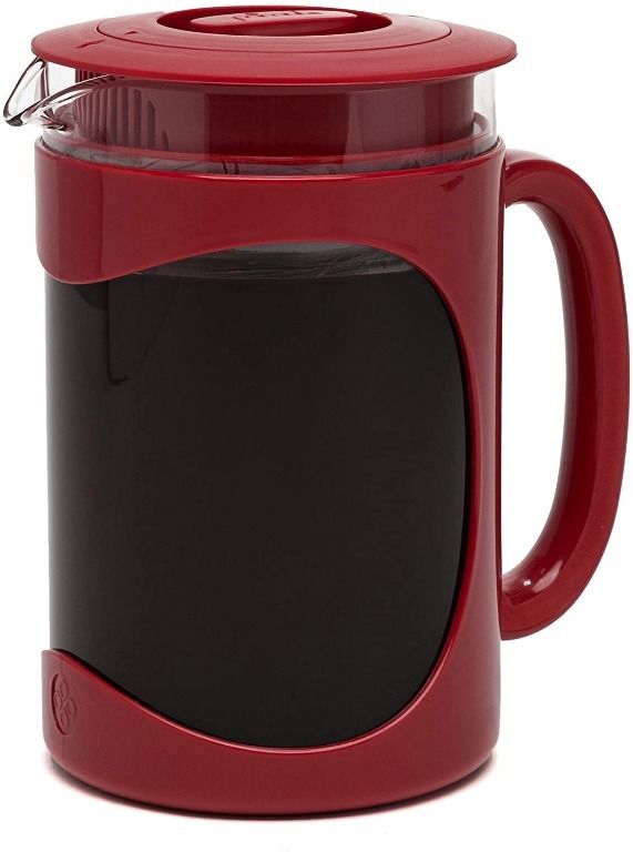 Primula Burke Glass Cold Brew Coffee Maker with Mesh Filter, 1.6 qt, Red