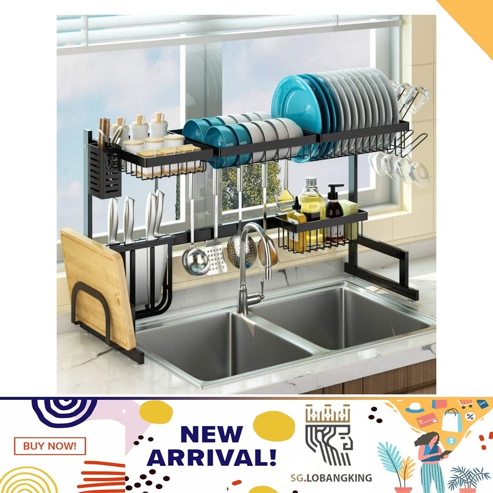 Dish Rack,3 Tier Dish Drying Drainer Rack,Ideal for Kitchen Organizer with  One Over The Sink Drainer,Cutboard Stand,Utensils Holder,Gift for  Housewarming,Christmas,Thanksgiving 