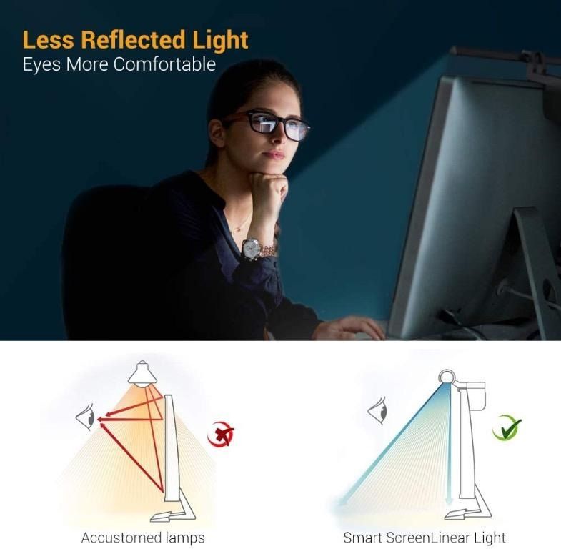 Quntis Computer Monitor Lamp, Screen Monitor Light Bar for Eye Caring, USB  Reading LED Task Lamp with Auto-Dimming, Dimmable Lamp Bar, Touch Control