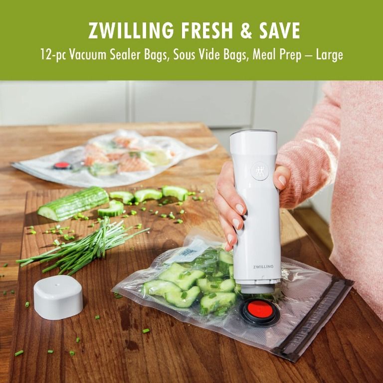 ZWILLING Fresh & Save 20-pc Medium Vacuum Sealer Bags, 1 Gallon Reusable  Sous Vide Bags, Meal Prep 