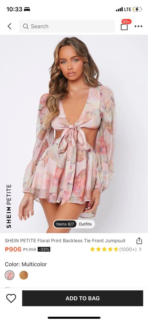 SHEIN petite floral backless tie front jumpsuit (Category: Dresses) located in Dasmarinas. Submitted by aesth_13 (Listing ID 1214312502, Image 1). Description: Used once in an event!.