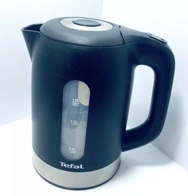Tefal KO3308 electric kettle (Category: Kettles & Airpots) located in Rizal. Submitted by zaldybanan (Listing ID 1214174510, Image 2). Description: fast boiling 2400watts, 1.7 Liters, 2 visible water levels, Automatic opening lid, Concealed heating element, Removable Anti scale Filter, ON/OFF switch with pilot light, Automatic switch-off, 360° multi directional base warehouse sale.