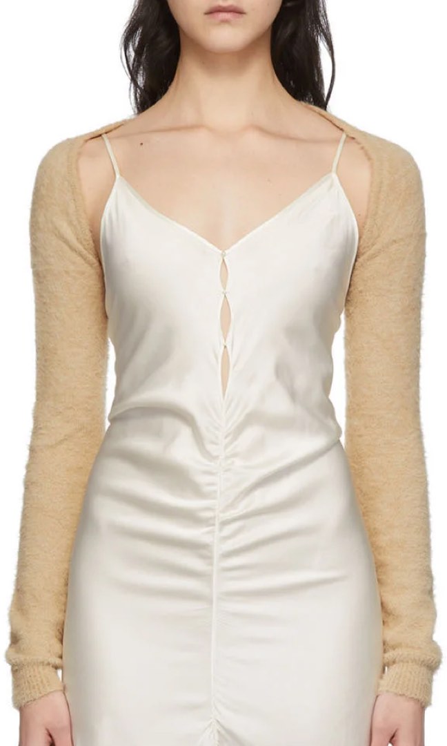 Made In Italy Open Knit Tie Front Bolero Top