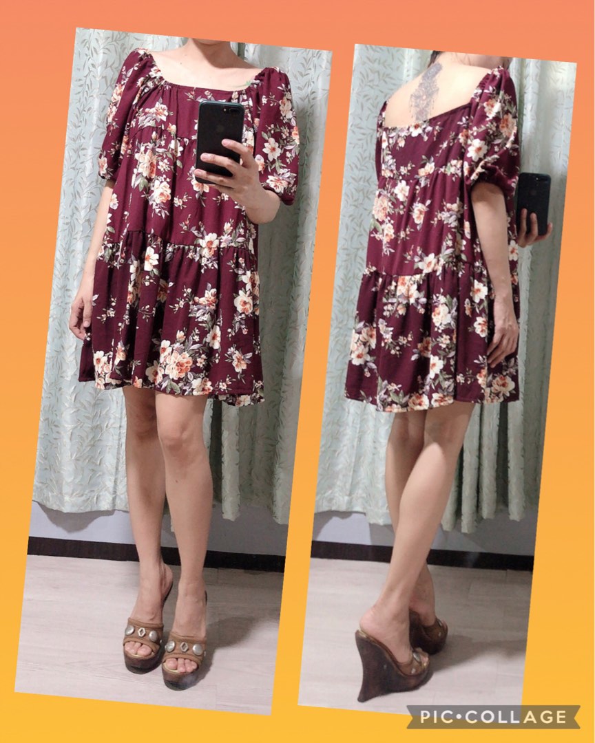 Puff Sleeve Tiered Dress main image 1