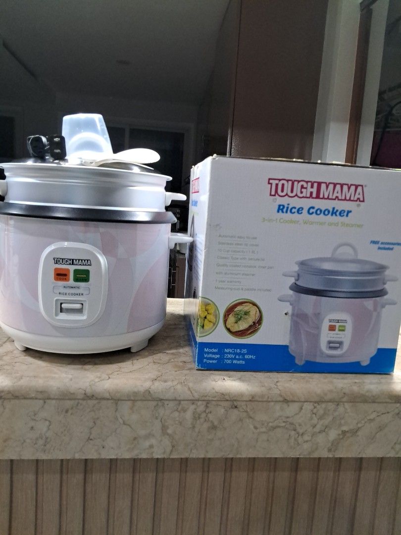 Tough mama rice cooker (Category: Cookers) located in Manila. Submitted by cherrytreasures (Listing ID 1214270948, Image 1). Description: tough mama 1.8L rice cooker with steamer.