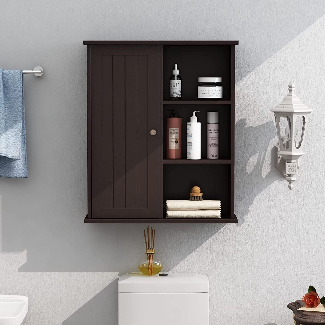 Treocho Bathroom Wall Cabinet, Medicine Cabinet with Door and 3