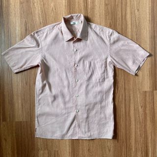 Uniqlo U Linen Cotton Short Sleeve Shirt in Dusty Pink