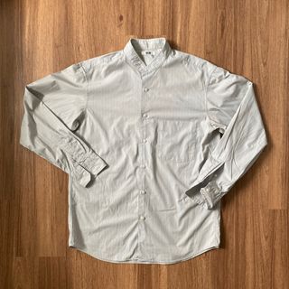 Uniqlo U Stripe long Sleeve Shirt in Baby Blue