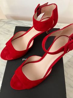 Red discount sandal heels