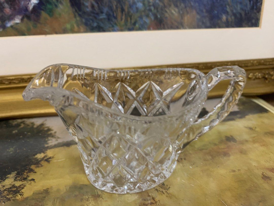 Vintage Cut Lead Crystal Creamer England, Furniture & Home Living